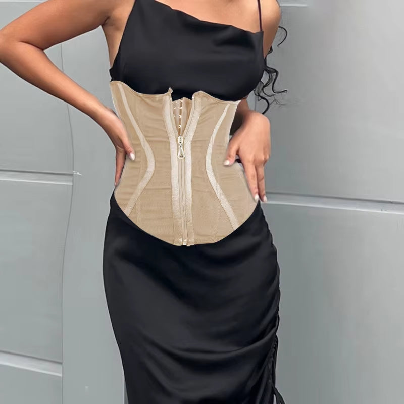 Wholesale Private Label Ladies Rubber Shapewear Waist Trimmer Slimming Belt Tummy Control Latex Zipper Waist Trainer