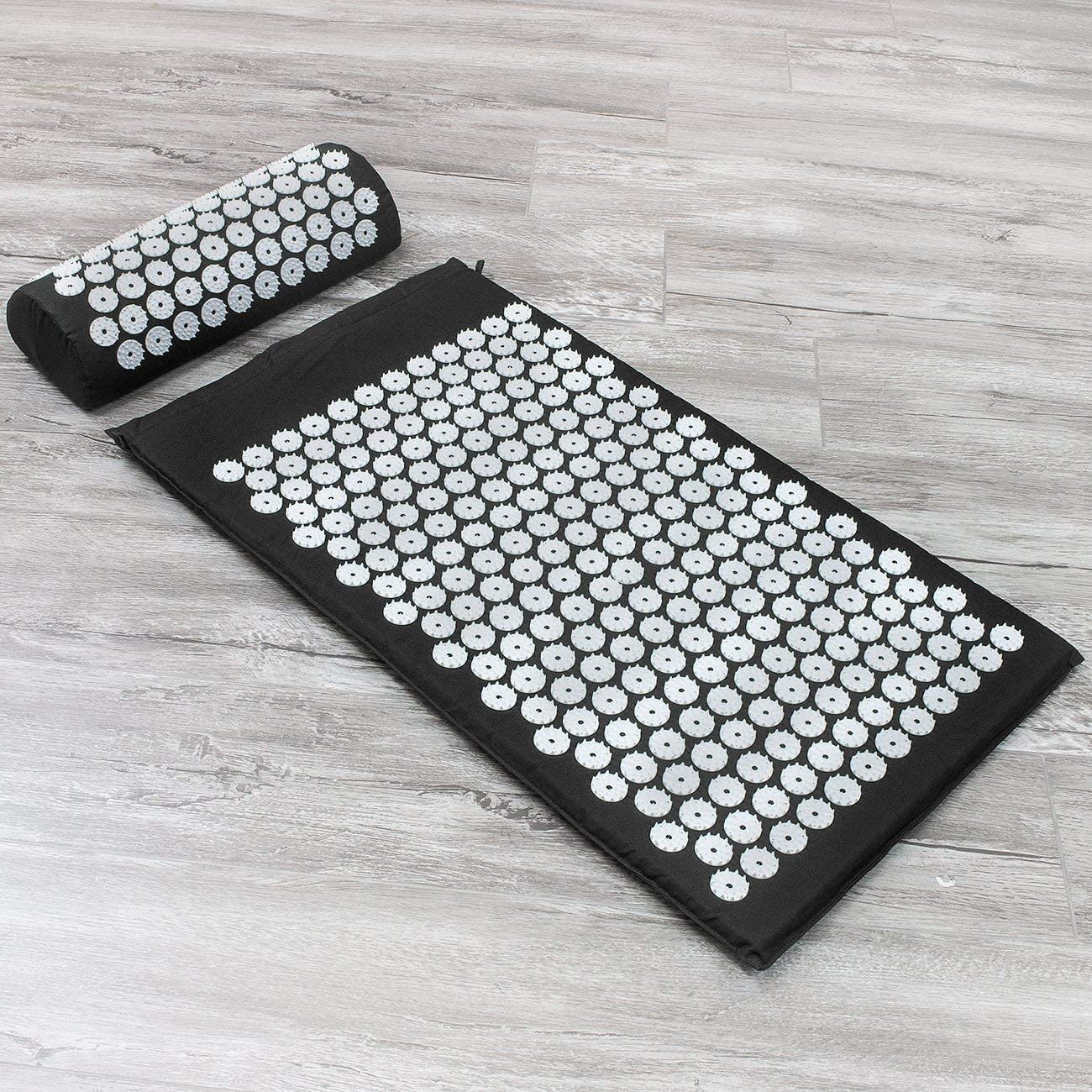 Sivan Acupressure Mat and Pillow Set - Relieves Back and Neck Pain (Black)