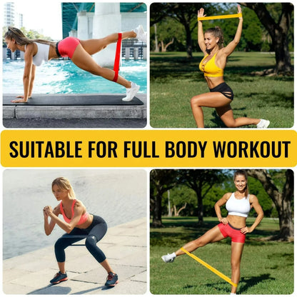 Loop Bands Non-Slip Latex Exercise Bands for Glutes, Legs, Pilates & Yoga Workouts Set of 5 with Carry Bag