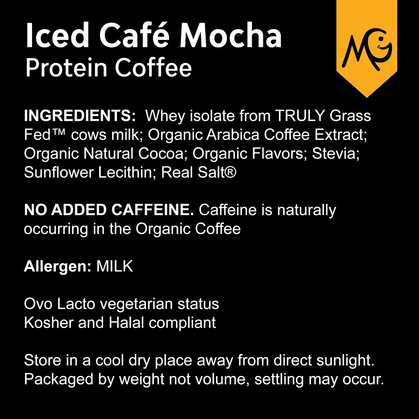 Protein Coffee Powder - Iced Café Mocha, 20G Grass Fed Whey, Workout Boost, Organic Espresso, Non-Gmo, 1 Lb
