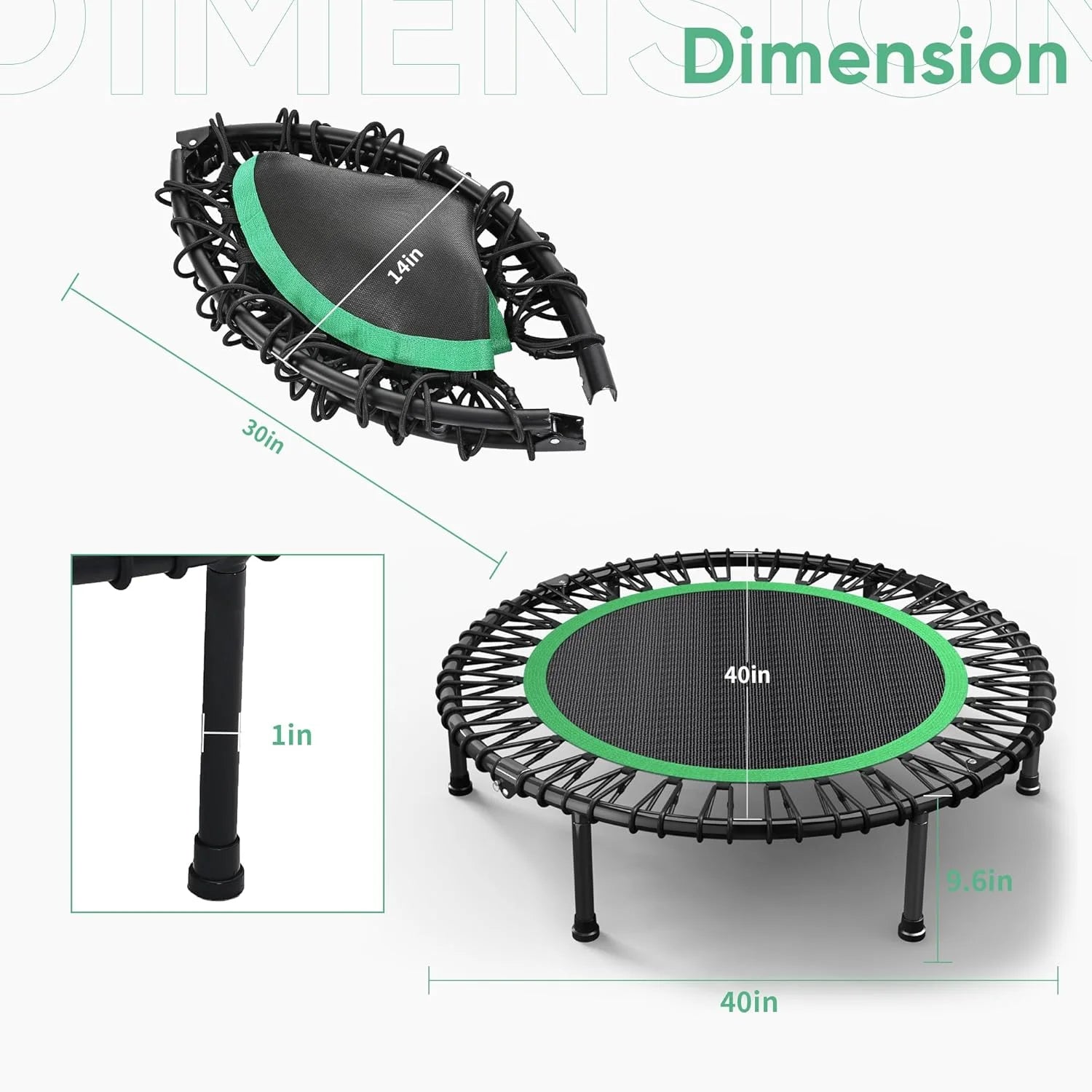 40" Rebounder Trampoline for Adults with Bungee Cords