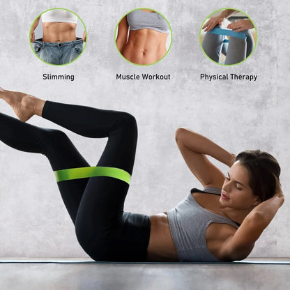 Loop Bands Non-Slip Latex Exercise Bands for Glutes, Legs, Pilates & Yoga Workouts Set of 5 with Carry Bag