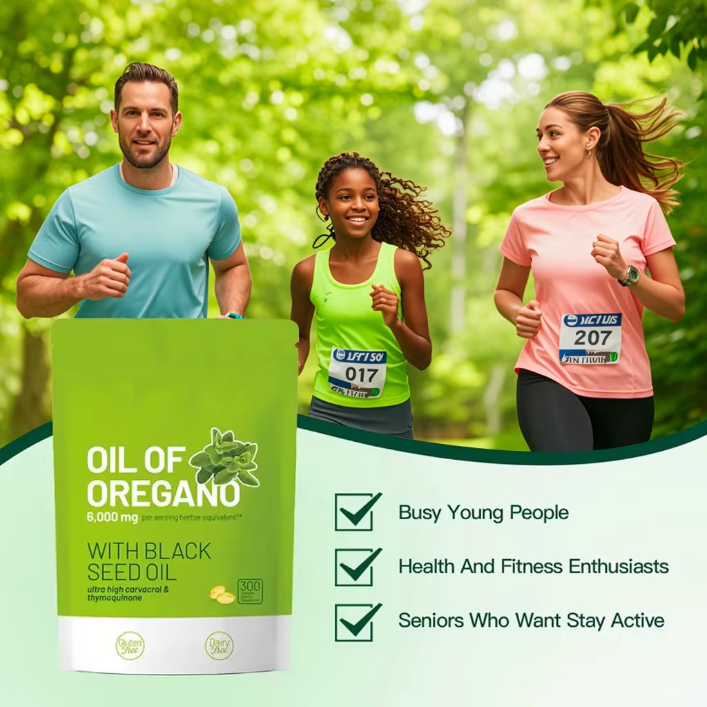 300 Capsules Oil of Oregano with Black Seed Oil - Natural Antioxidants for Fitness Nutritional Support - Highly Effective