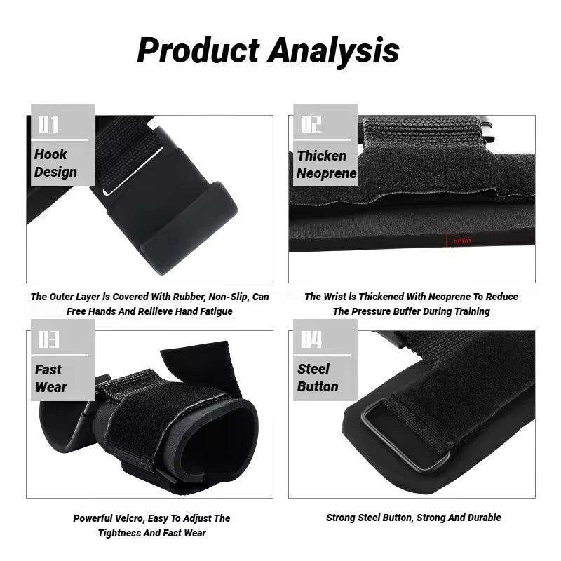 2Pcs Non-Slip Weight Lifting Hookspremium Pair of Straps Weightlifting Deadlift Chin Pull up and Exercise Fitness Hook Training