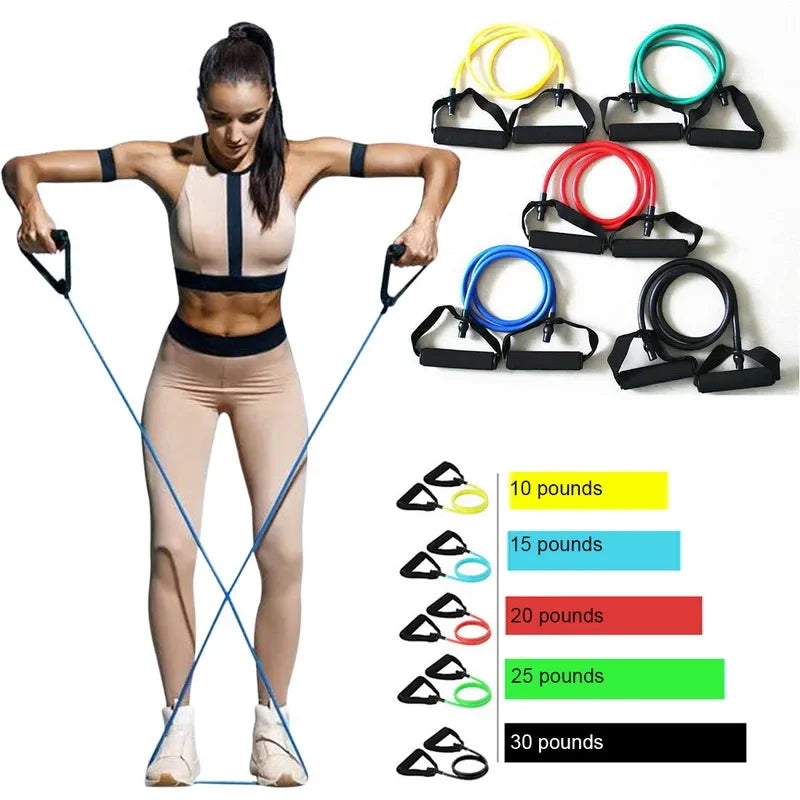 5 Levels Elastic Band Yoga Pull Rope Elastic Gym Fitness Exercise Tube Band with Handles 