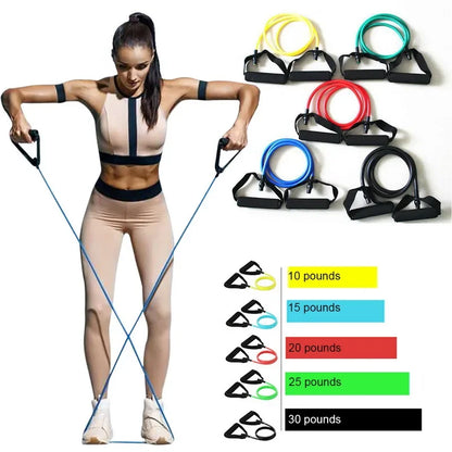 5 Levels Elastic Band Yoga Pull Rope Elastic Gym Fitness Exercise Tube Band with Handles 