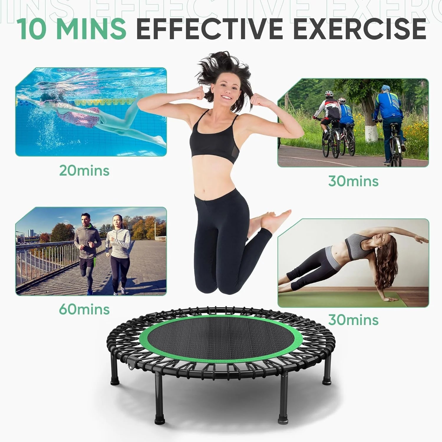 40" Rebounder Trampoline for Adults with Bungee Cords