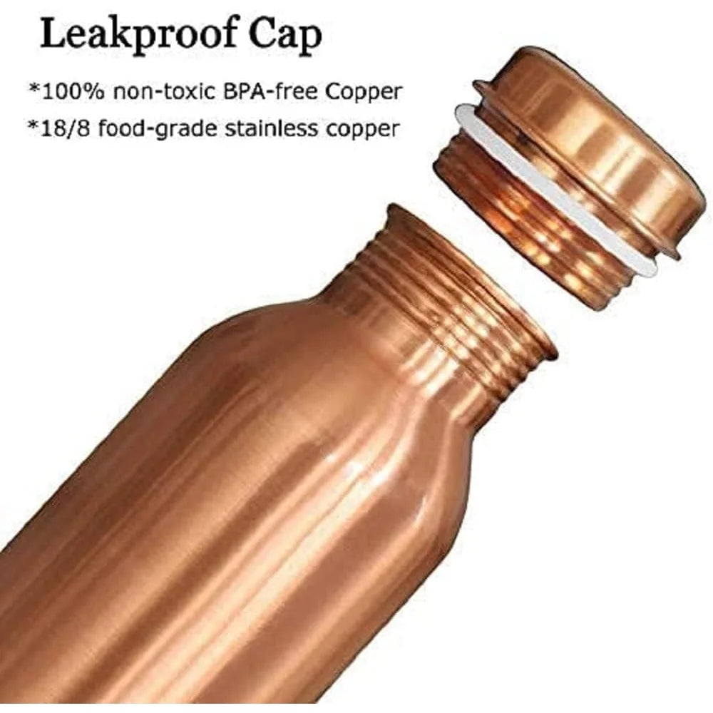 100% PURE COPPER WATER BOTTLE NO JOINT & LEAK PROOF DESIGN VESSEL 