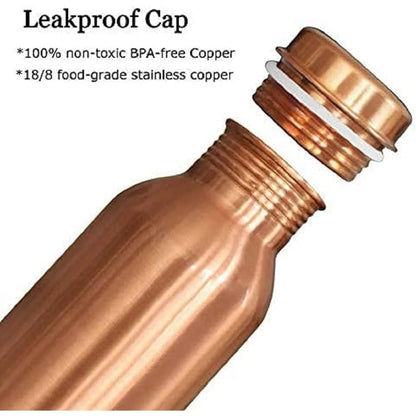 100% PURE COPPER WATER BOTTLE NO JOINT & LEAK PROOF DESIGN VESSEL 