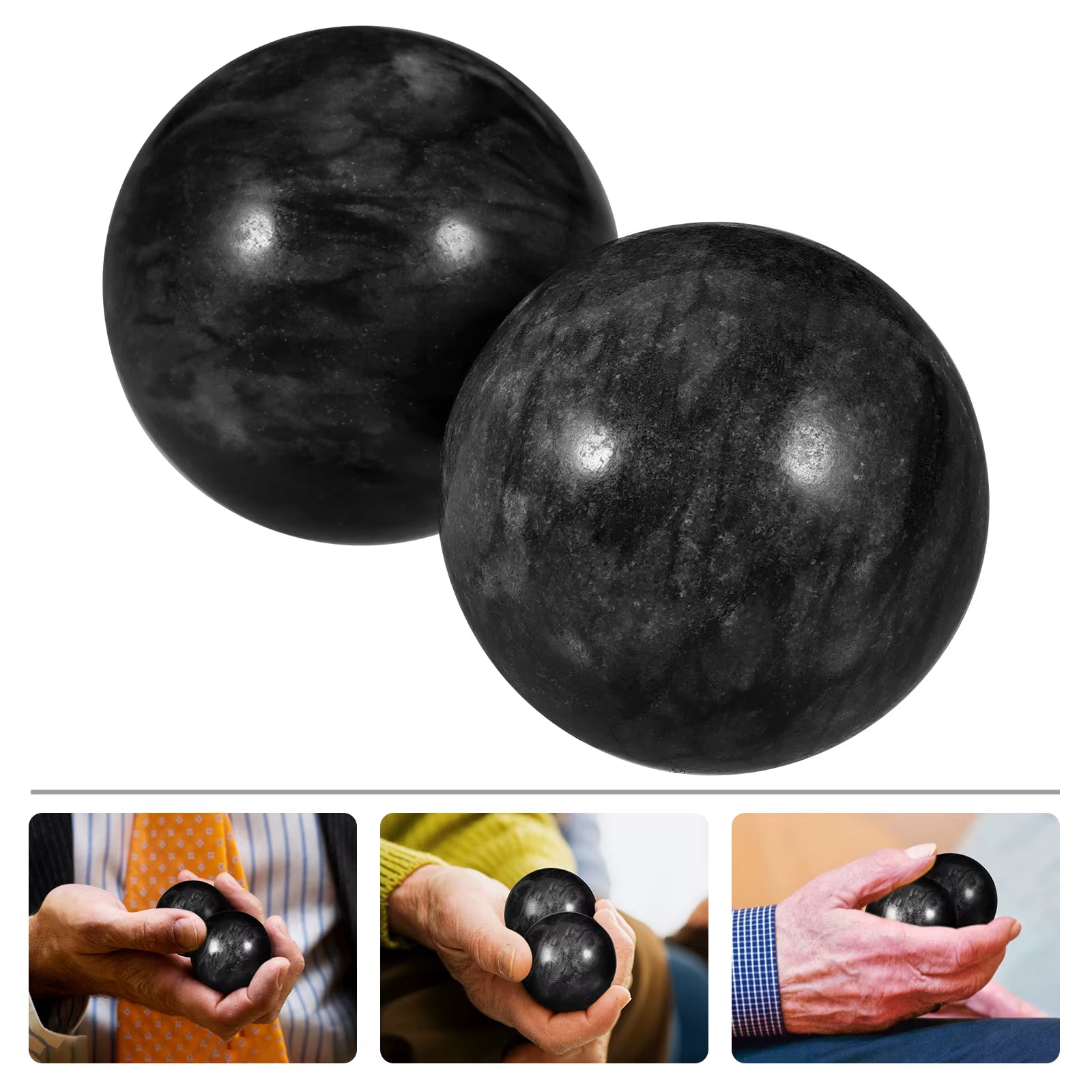 Set of 2 Baoding Balls - Chinese Jade Hand Therapy and Massage Exercise Balls in Assorted Colors