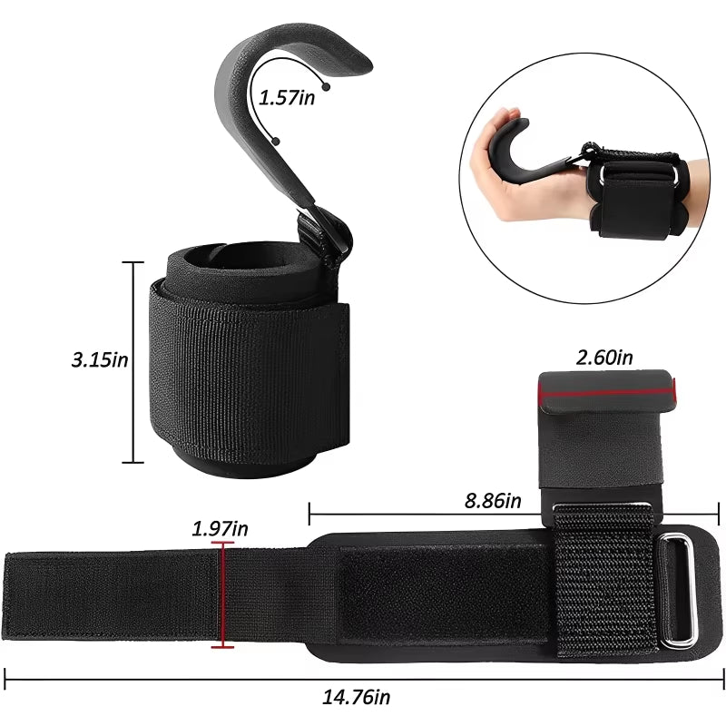 2Pcs Non-Slip Weight Lifting Hookspremium Pair of Straps Weightlifting Deadlift Chin Pull up and Exercise Fitness Hook Training