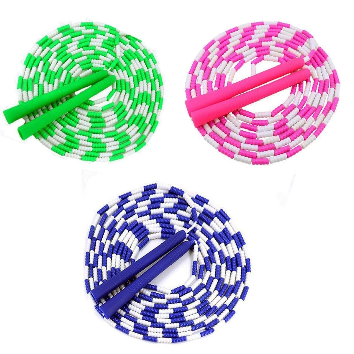 Jump Rope, 3 PCS Adjustable Length Tangle-Free Segmented Soft Beaded Skipping Rope