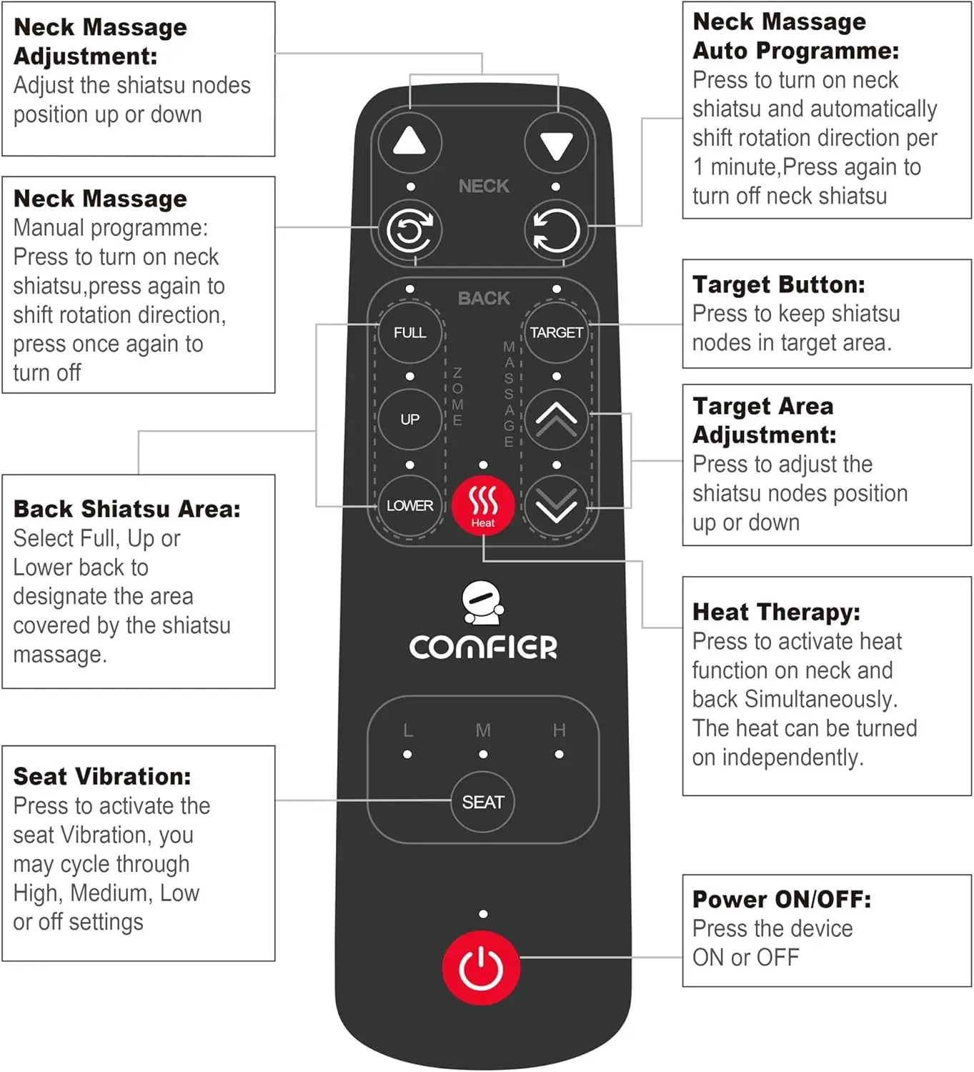 Folding Portable Shiatsu Massage Chair with Heat