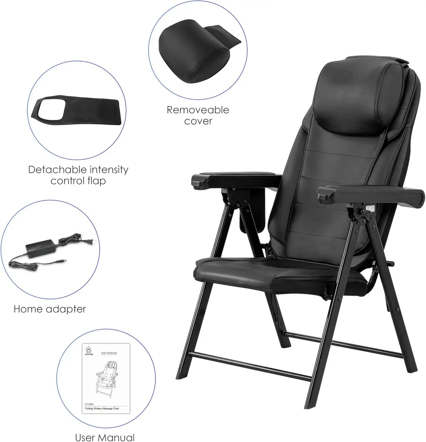 Folding Portable Shiatsu Massage Chair with Heat