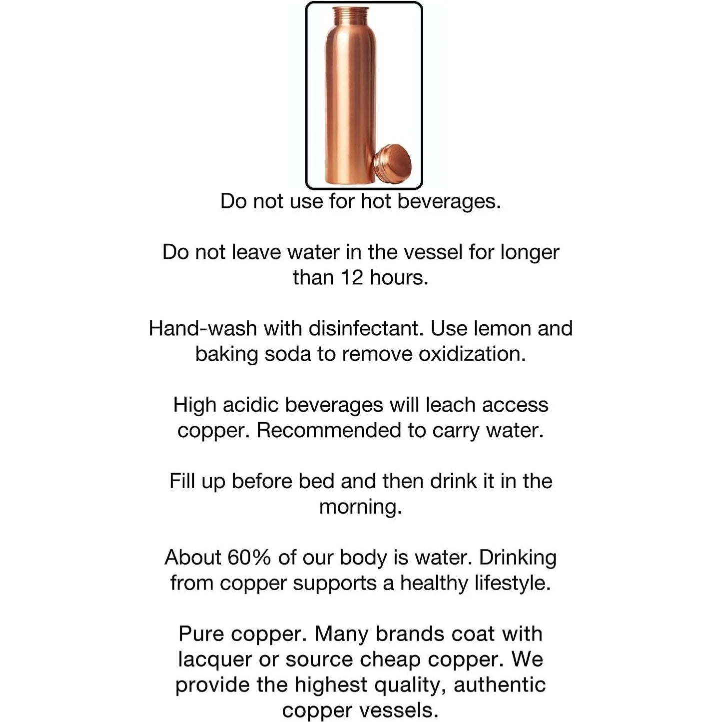 100% PURE COPPER WATER BOTTLE NO JOINT & LEAK PROOF DESIGN VESSEL 