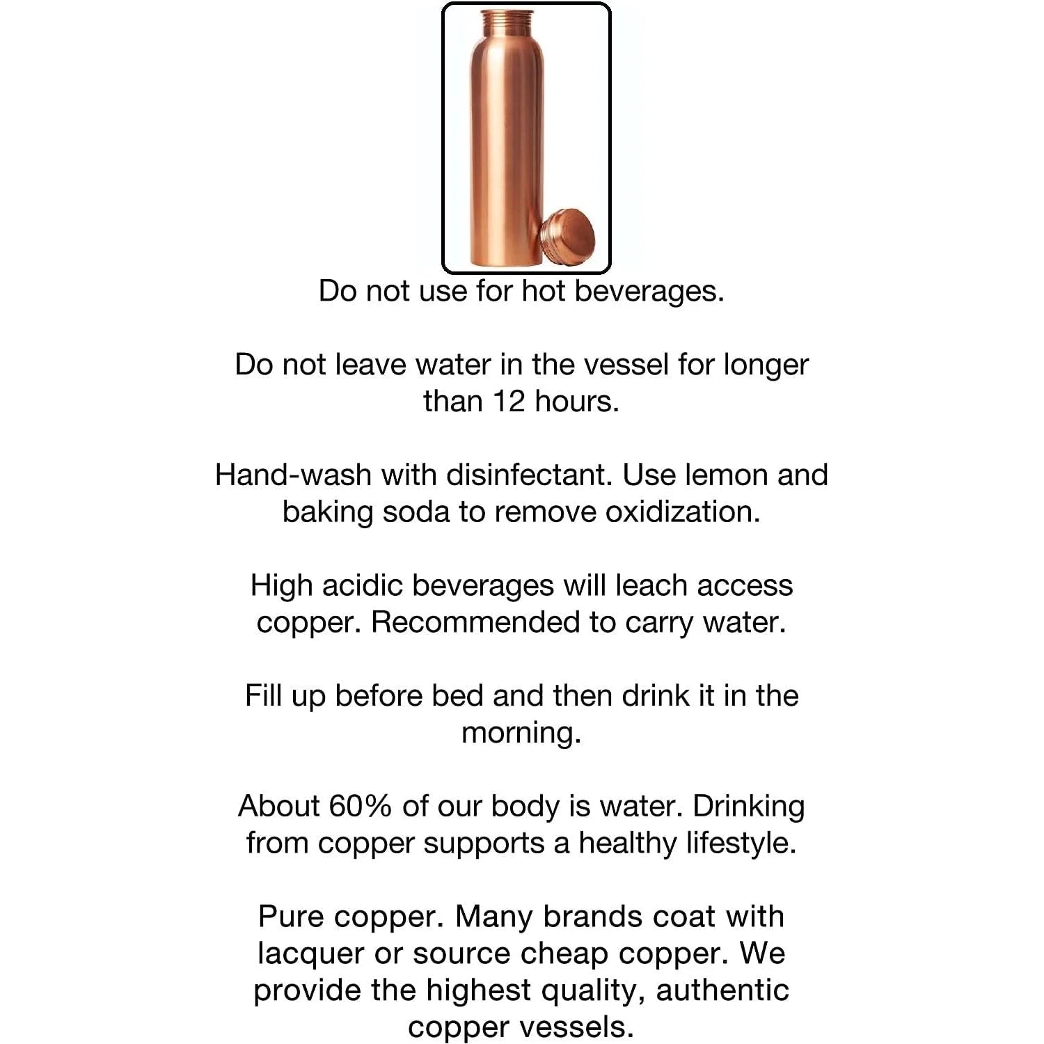 100% PURE COPPER WATER BOTTLE NO JOINT & LEAK PROOF DESIGN VESSEL 