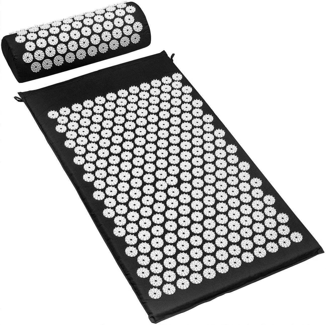 Sivan Acupressure Mat and Pillow Set - Relieves Back and Neck Pain (Black)