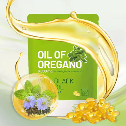 300 Capsules Oil of Oregano with Black Seed Oil - Natural Antioxidants for Fitness Nutritional Support - Highly Effective