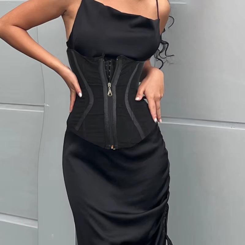 Wholesale Private Label Ladies Rubber Shapewear Waist Trimmer Slimming Belt Tummy Control Latex Zipper Waist Trainer