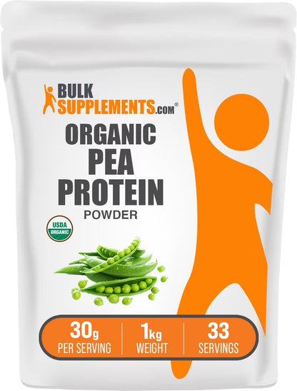 Bulksupplements Organic Pea Protein Powder - Vegan Protein Supplement, Unflavored - 30G per Serving, 1Kg (2.2 Lbs)