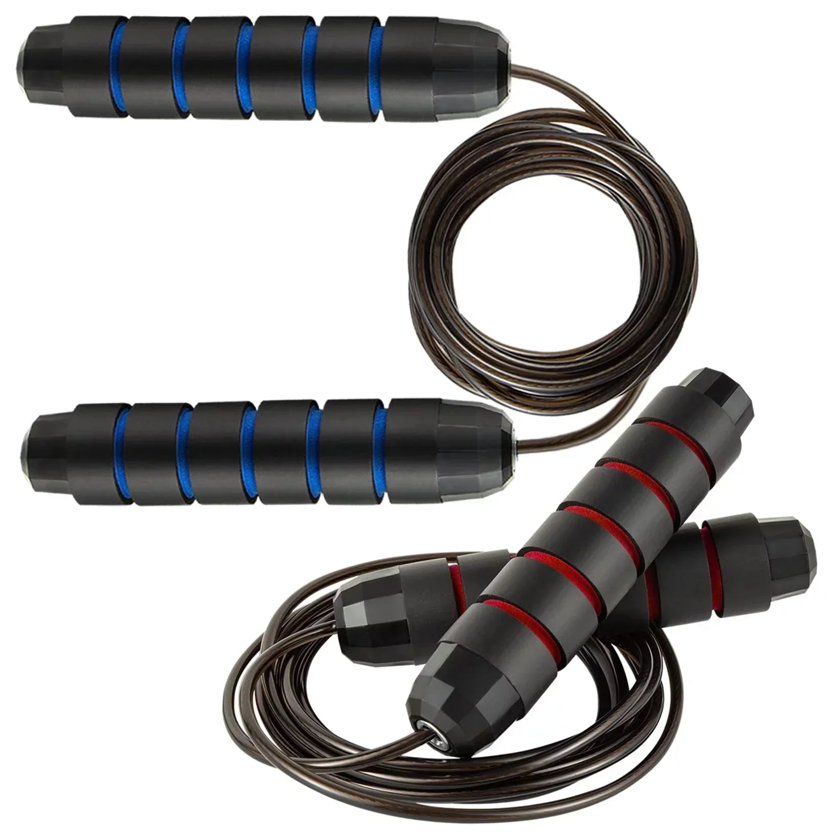 Jump Rope 2-Pack (Blue + Red), Ball Bearing Tangle-Free Design, High-Speed Jump Rope for Comprehensive Fitness Training
