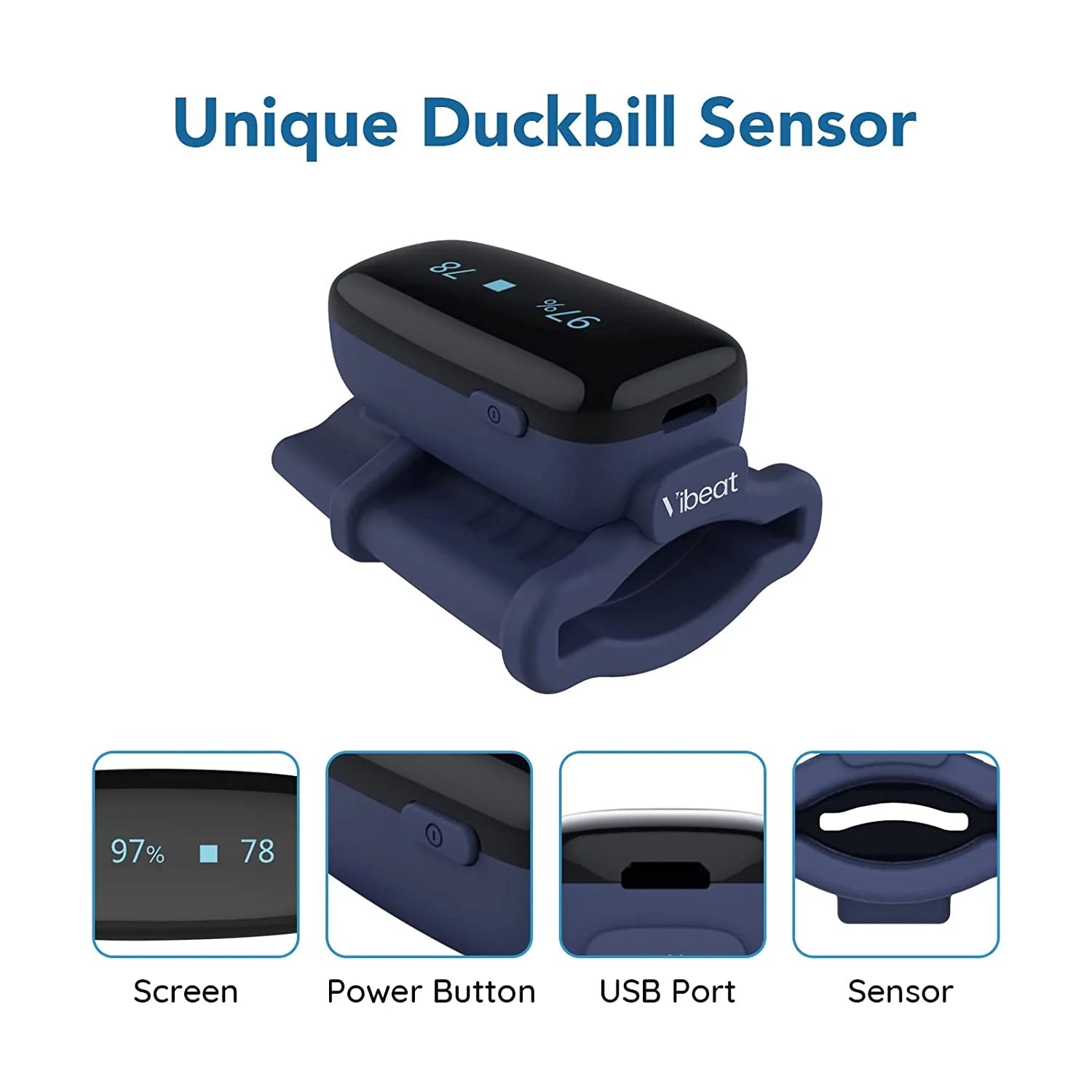 Finger Monitor with Tracking, Heart Rate & SPO2, LED Display, Pulse Oximeter, Blue