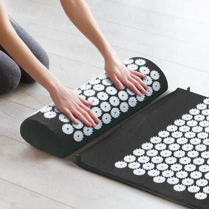 Sivan Acupressure Mat and Pillow Set - Relieves Back and Neck Pain (Black)