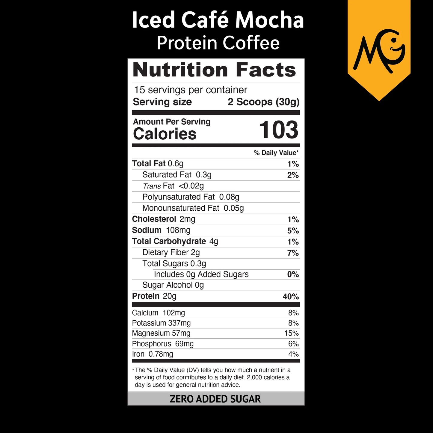 Protein Coffee Powder - Iced Café Mocha, 20G Grass Fed Whey, Workout Boost, Organic Espresso, Non-Gmo, 1 Lb