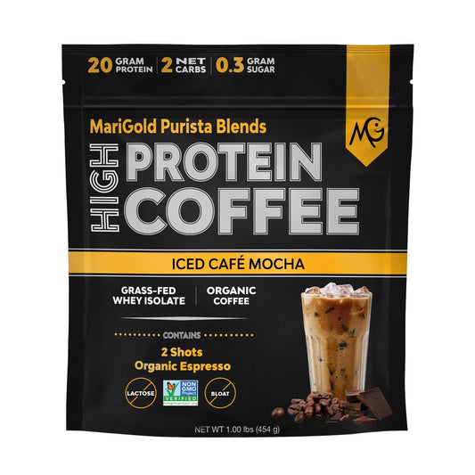 Protein Coffee Powder - Iced Café Mocha, 20G Grass Fed Whey, Workout Boost, Organic Espresso, Non-Gmo, 1 Lb