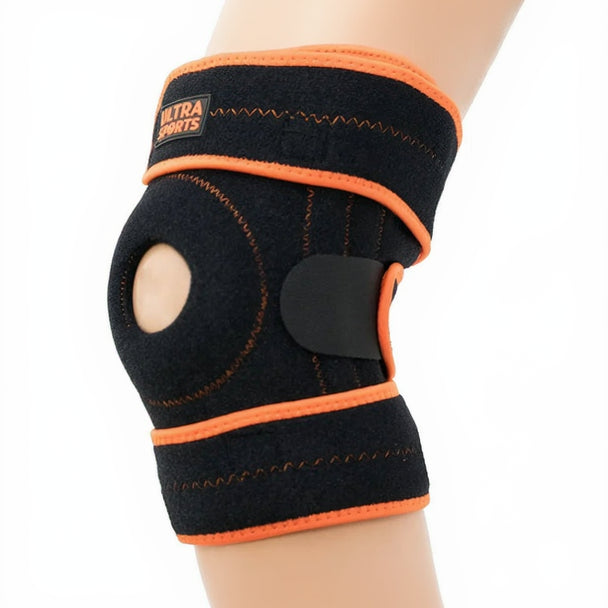 Orange Open Patella Knee Brace with Dual Stabilizers