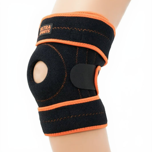 Orange Open Patella Knee Brace with Dual Stabilizers